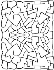 Fototapeta premium Abstract black and white coloring illustration - fancy symmetrical mosaic