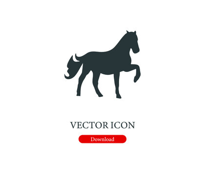 horse vector icon.  Editable stroke. Linear symbol for use on web design and mobile apps, logo. Symbol illustration. Pixel vector graphics - Vector
