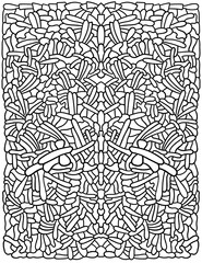 Abstract black and white coloring illustration - fancy symmetrical mosaic
