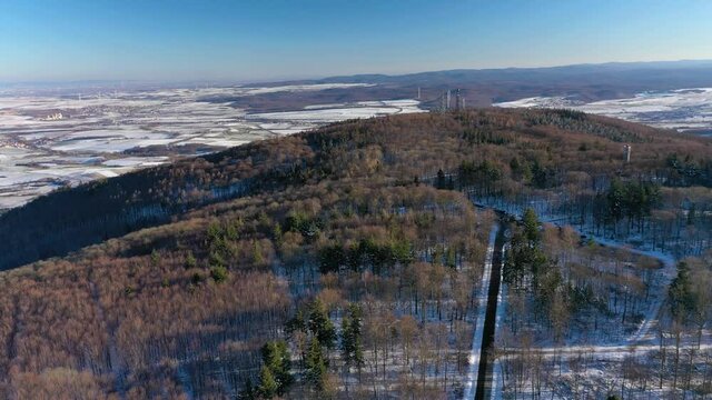 flight over the Donnersberg in Rheinland Pfalz Germany part 2
