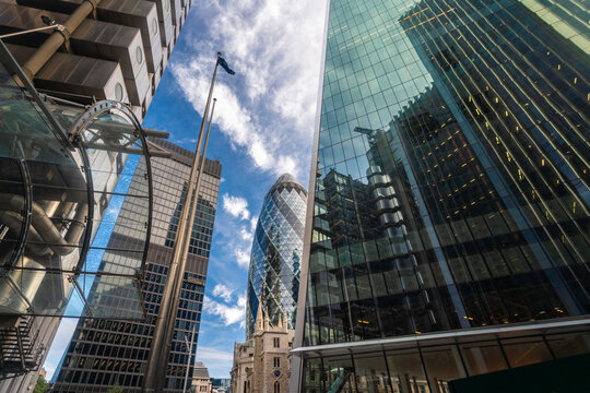 Lloyds, Gherkin and glass business tower at the city of london