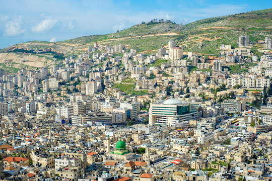 High-angle view of Nablus City, Nablus, West Bank, Palestine