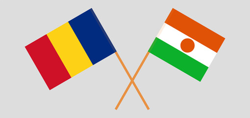 Crossed flags of Romania and the Niger