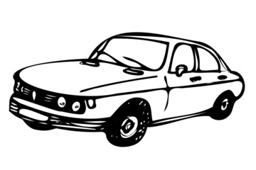 Hand drawn car sketch. Car abstract vector design concept. View of hand drawn car model.