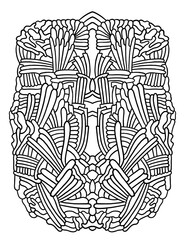 Abstract black and white coloring illustration - fancy symmetrical mosaic