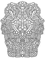 Abstract black and white coloring illustration - fancy symmetrical mosaic