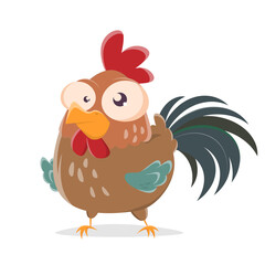 funny cartoon illustration of a rooster