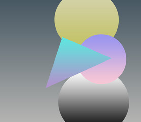 Geometric Holographic Design, planets background, modern gradient in grey, purple, yellow, clue and pink. Modern Background for presentations 