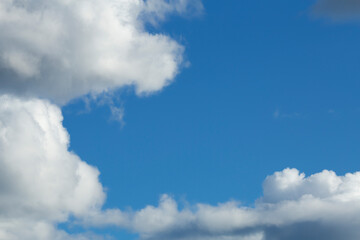 Clouds and a blue sky, copy space in the photo