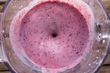 Blender Top View Whips Berries Raspberries Blueberries Cooking Smoothie Cocktail Healthy Food
