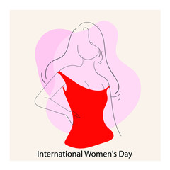 Beautiful young woman model face portrait vector drawing sketch, International Women's Day Concrpt - Vector illustrate