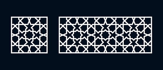 Set of templates of Islamic pattern for laser cutting or paper cut. Vector illustration.