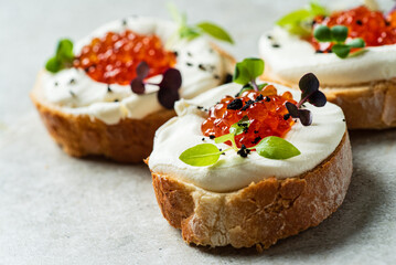 canape with caviar and herbs