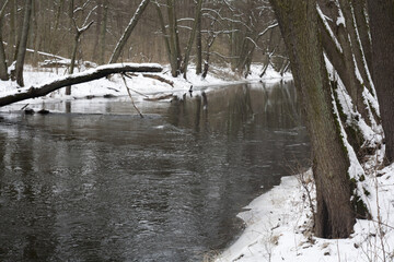 rzeka Obra zimą