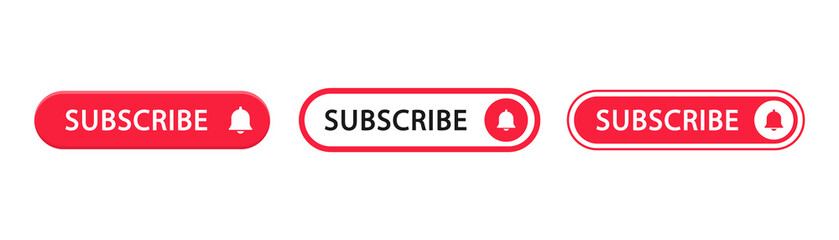 Subscribe red button. Subscribe to video channel. Web button for promotion and marketing. Vector illustration.