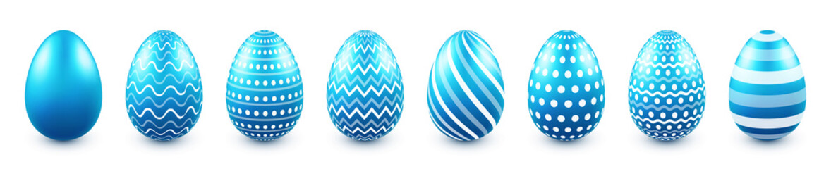 Colorful Easter eggs isolated on white background. Seasonal spring decoration element. Egg hunt game. Vector illustration.