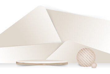 Stage for show product cosmetic. Luxury rose gold color. Podium with elegance geometric shapes
