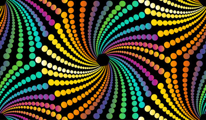 Seamless vector abstract op art background, multicolor abstract polka dots. © sebos