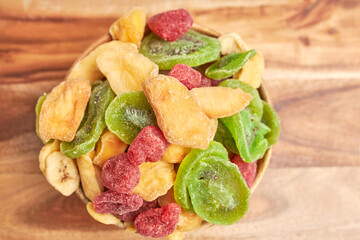 Close-up of an appetizing assortment of dried fruits.