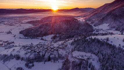 sunrise over the mountains