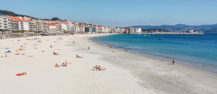 View of the Silgar beach at Sanxenxo city, Pontevedra, Galicia, Spain