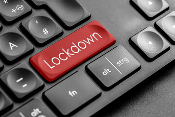 rote "Lockdown" Taste auf einer dunklen Tastatur