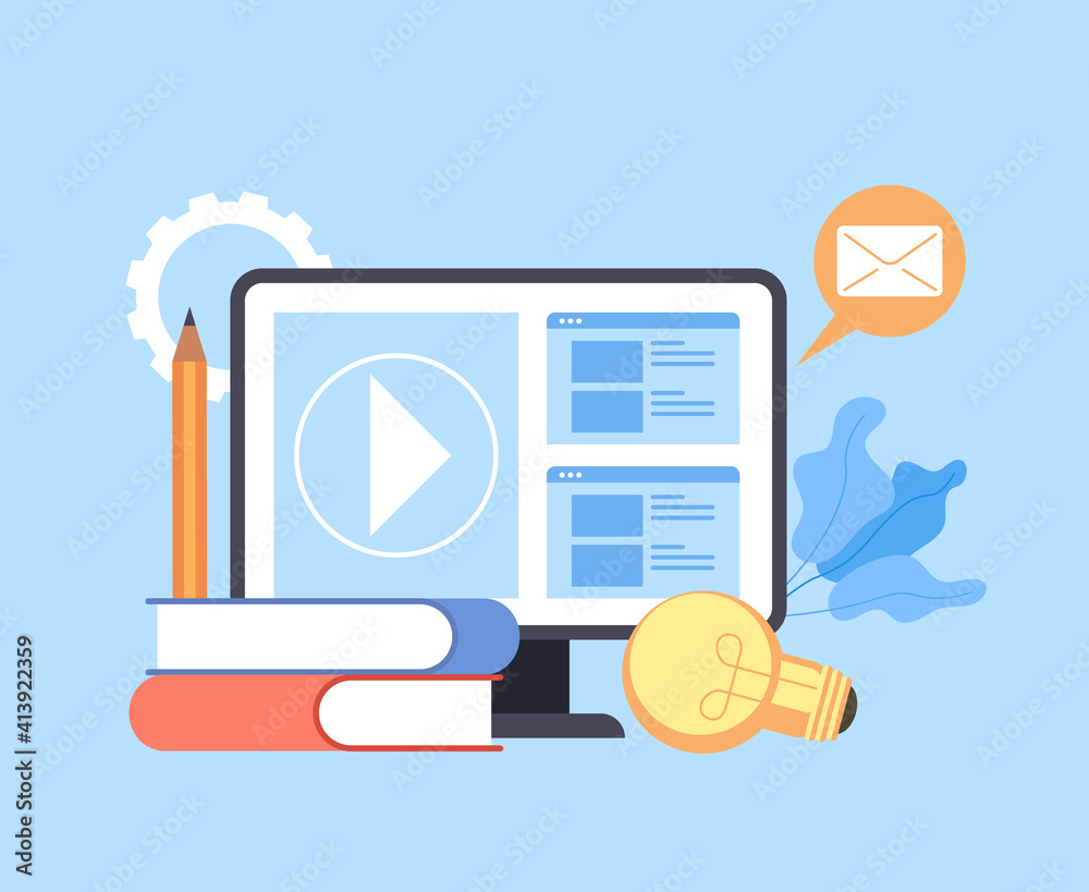 Wall mural web internet online web learning education concept. vector graphic design abstract illustration