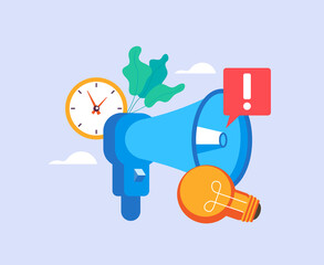 Business announcements loudspeaker advertisement concept. Vector graphic design abstract illustration