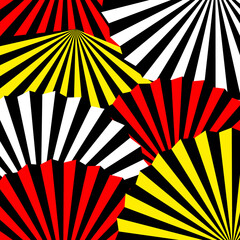 Fan Pattern Seamless Bright. Background For Theater Scene Decoration. Wallpaper For Decorating Gift Wrapping, Banner, Postcards. Fan Theater Japanese Painting. 