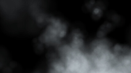 White smoke on black Background. Abstract illustration. 3d rendering.