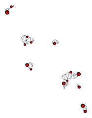 Polygonal mesh lockdown map of Marquesas Islands. Abstract mesh lines and locks form map of Marquesas Islands. Vector wire frame 2D polygonal line network in black color with red locks.