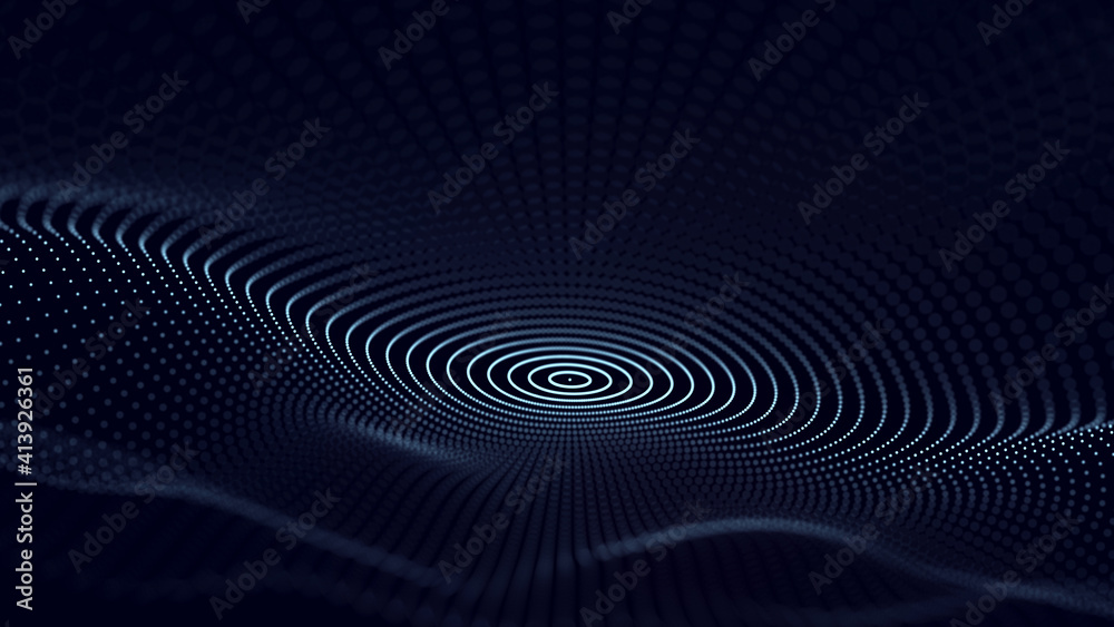 Fototapete Grid of internet technologies. Abstract background with cobwebs. Large amount of data. 3d rendering.