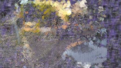 Abstract art work yellow and purple splashes