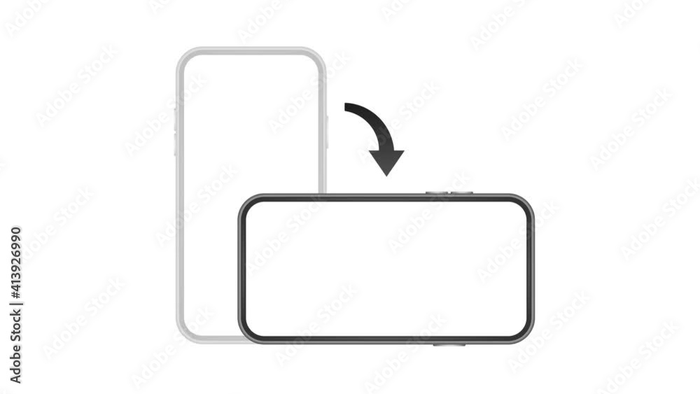 Poster rotate smartphone isolated icon. device rotation symbol. turn your device. motion graphics.