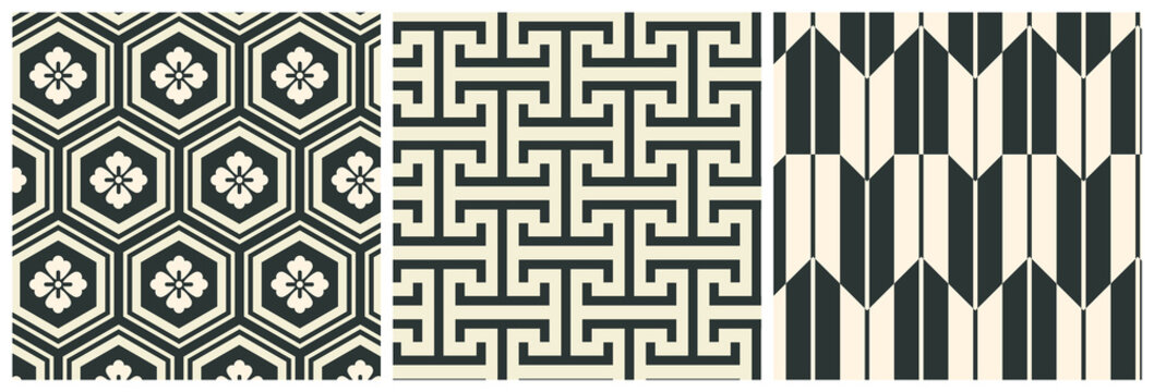 Asian kojitsunagi seamless pattern as turtle hexagons.