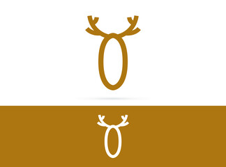 Naklejka premium Letter O deer logo design. Vector combination of animals and letter