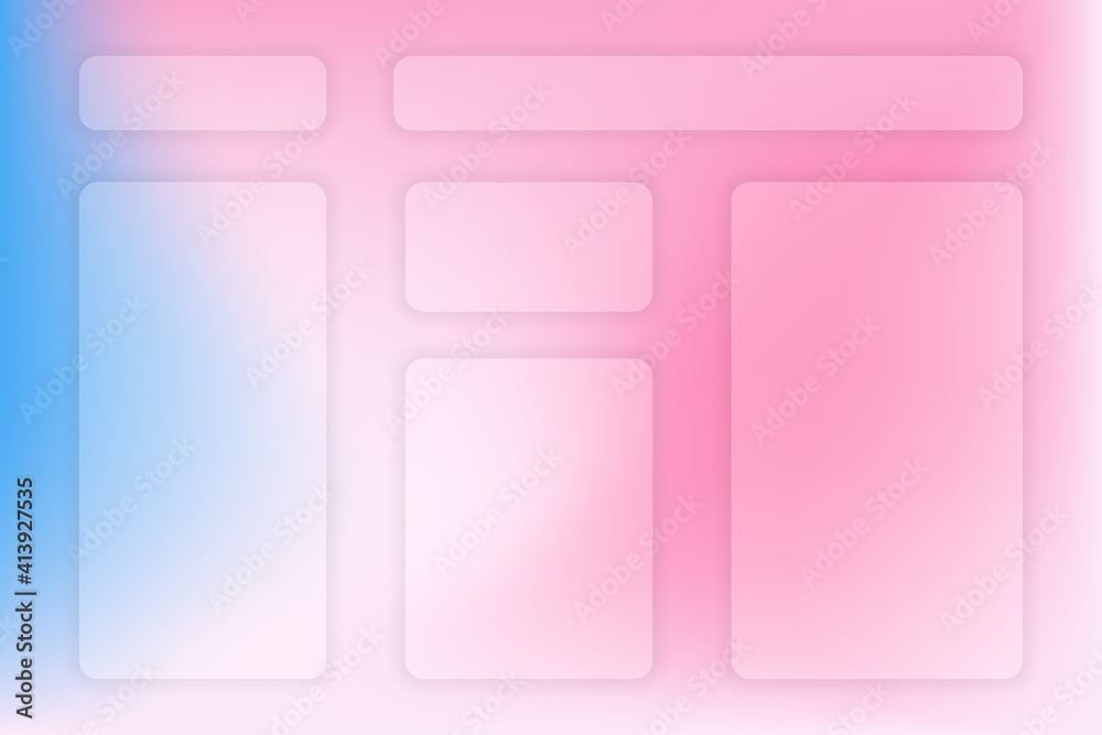 Poster Abstract gradient background. Transparent frame in glass morphism style