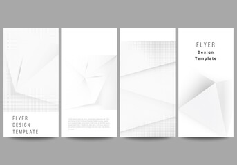 Vector layout of flyer, banner design templates for website advertising design, vertical flyer design, website decoration. Halftone dotted background with gray dots, abstract gradient background.