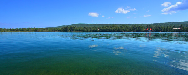 Panorama of Eagle Harbor State Harbor in the Keweenaw Peninsula of Michigan
