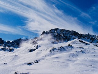 Vue from La Mongie ski resort, mountain in French Pyrenees, France