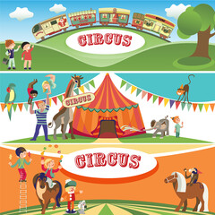 Three circus banners