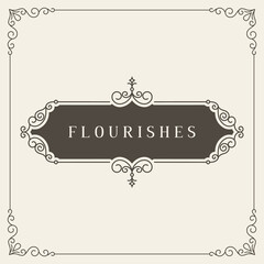 Vintage ornament greeting card template. Retro wedding invitations, advertising or other design and place for text. Flourishes frame.