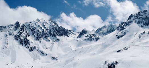 Vue from La Mongie ski resort, mountain in French Pyrenees, France