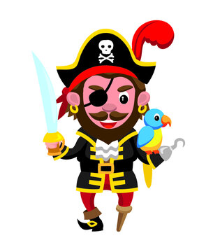 Cartoon style illustration of pirate