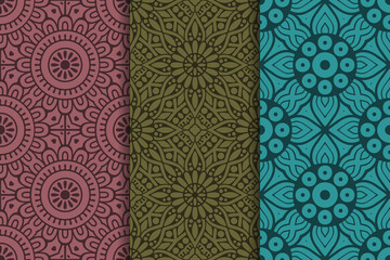 Collection seamless pattern in ethnic style