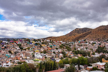 Fototapeta na wymiar Beautiful aerial view of the UNESCO World Heritage Centro Historico in Guanajuato, Mexico