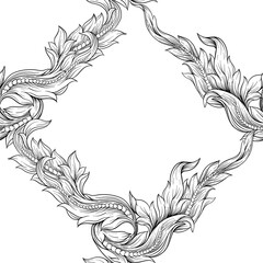 Seamless pattern, background In baroque, rococo, victorian, renaissance style. Trendy frolar vintage pattern. Colored vector illustration