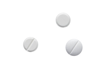 White Pills Isolated on White Background. Close-up pills on white background.