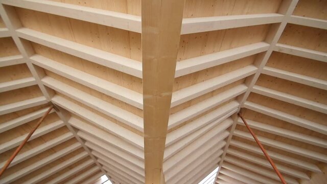 Nice wooden roof structure in new building under construction