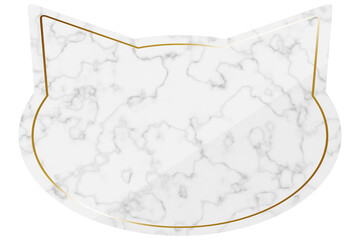 ねこ型フレーム　ホワイト＆ゴールド　大理石　横位置